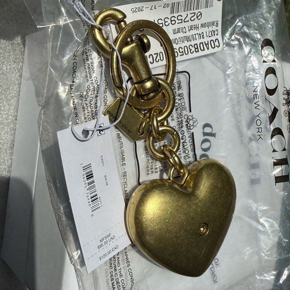 Coach Rainbow Heart Bag Charm with Brass & Enamel Finish CAX71 - Picture 6 of 7